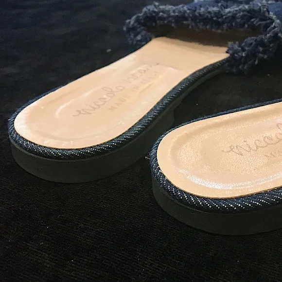 Niccolo Vacari Italy Denim Slip-On Sandals / Flats /Slides - Picture 2 of 9